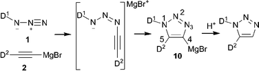 Mechanism for selective synthesis of 1,5-substituted triazoles.