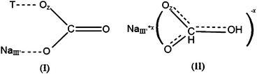 Two types of carbonate species associated with bi-coordination.