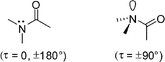 Planar and distorted amide bonds.