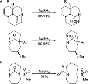 
            Hydride addition to medium-bridged twisted lactams.