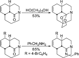 Synthesis of bridged aminoketal and amidine.