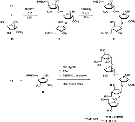 Synthesis of protected pentasaccharide 9.