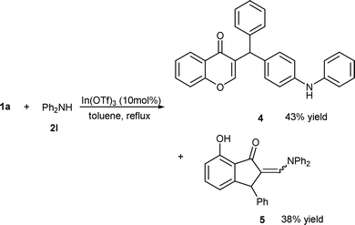 Reaction of 1a with diphenylamine 2l.