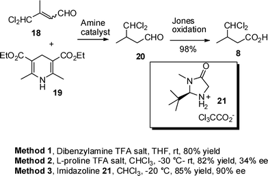 
          Reduction of unsaturated aldehyde 18.