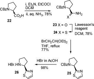 Preparation of l-proline thiazoline 26.