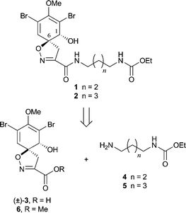 Retrosynthetic analysis of subereamollines A (1) and B (2).