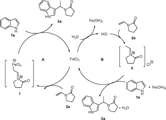 Proposed mechanism for alkylation of indoles from enamide.