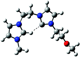 Beck3LYP/6-31G+(d,p) optimized structure of the charge-tagged carbene 4f+.