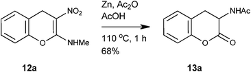 Synthesis of N-acetyl-ortho-tyrosine lactone 13a.