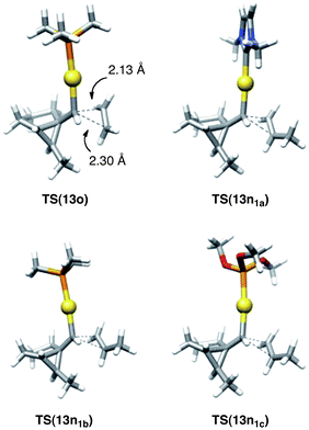 Comparison between the transition states for the reaction of 3abb with ethylene and those of 3aa–ca–c with propene.