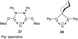 Cyclic carbodicarbenes.