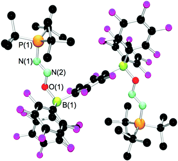 POV-ray depiction of the molecular structure of 7. Hydrogen atoms have been omitted for clarity.