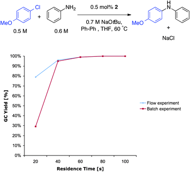 Comparison between flow and batch experiments.