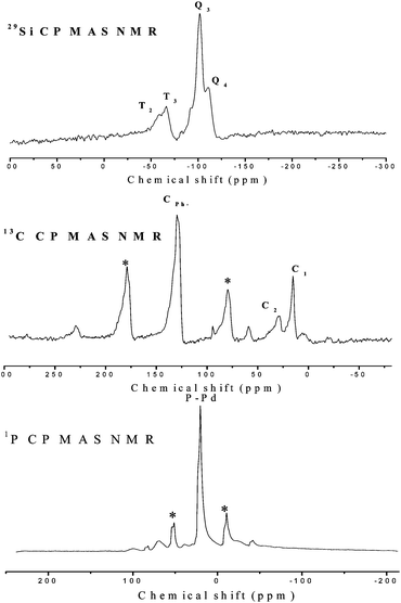 Solid NMR spectra of the Pd-PPh2-MSN-2 catalyst.