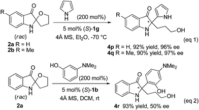 Asymmetric Friedel–Crafts reaction with pyrrole and 3-(dimethylamino)phenol.