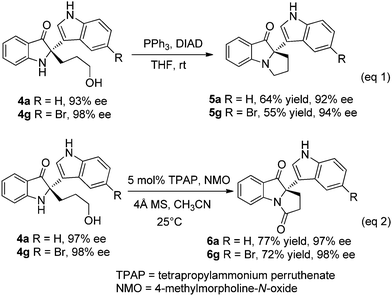 Transformation of 4a and 4g to tricyclic compounds.