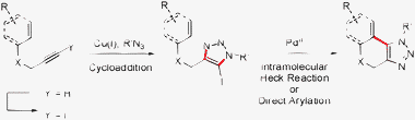 
          Synthetic sequence for the synthesis of fused triazole-containing polycycles.