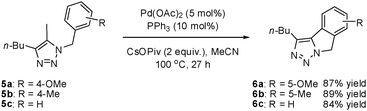 The synthesis of 1,2,3-triazole-fused isoindolines by intramolecular direct arylation.