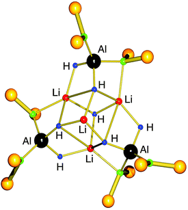 The crystal structure of [(Me3Si)2NAlH2−](Li+)3(LiH) by Veith et al.;25 carbon atoms on Me3Si are not shown for clarity.