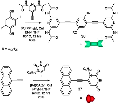 Synthetic pathway towards complementary molecules 36 and 37.