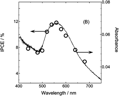 Correspondence of plasmonic resonance and the enhancement in photocurrent in mesoporous Au-TiO2 nanocomposites. Reproduced with permission from the American Chemical Society.63