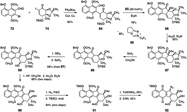 Nicolaou's synthesis of the penultimate precursor 92.