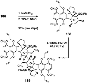 Attempted dimerization of 188 by Shair and co-workers.