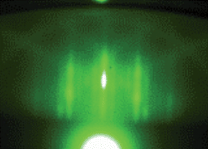 
          RHEED pattern at the end of the deposition of a 40 nm thick TiO2 film on LAO substrate.