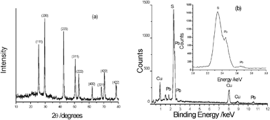 (a) The XRD pattern and (b) EDS analysis of the product prepared by the reflux technology at 120 °C for 10 min.