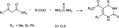 Three component Biginelli reaction.