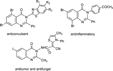 4-(3H)-Quinazolinones with different pharmacological activities.