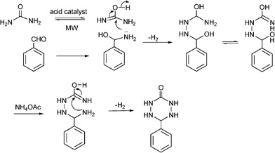 Proposed mechanism for the formation of 1,2,4,5-tetrazinane-3-ones.