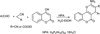 MCR of 4-hydroxycoumarin, aldehydes and alkylnitriles.