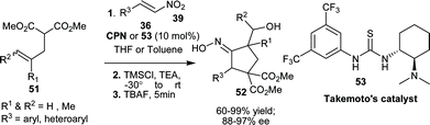 Asymmetric synthesis of functionalized cyclopentanes (52).