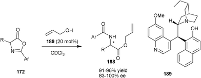 Asymmetric DKR of azlactone (172) catalyzed with (189).