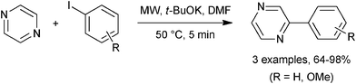 
              t-BuOK promoted coupling reactions yielding biaryls.27