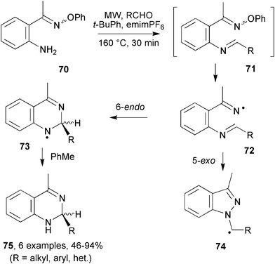 One pot preparations of dihydroquinazolines from oxime ethers and aldehydes.48