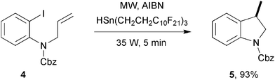 Radical cyclisation mediated by a fluorous F-21 tin reagent.11