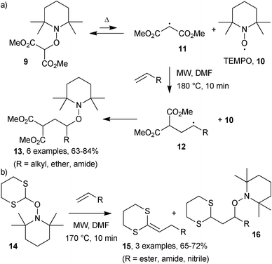 
              Alkoxyamine radical additions.16,17