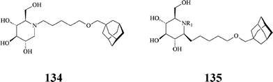 Hydrophobically modified azasugars.