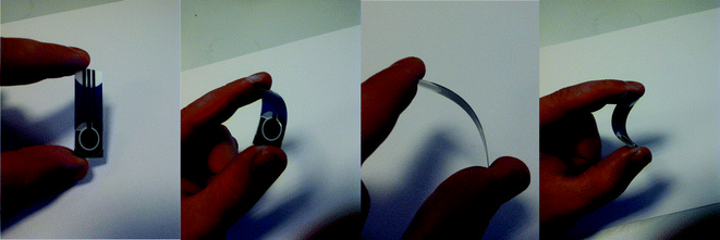 Pictures depicting a flexible graphite screen printed electrode.