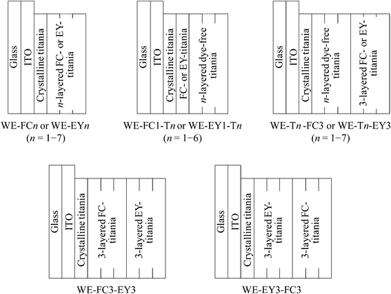 Structures of the working electrodes.