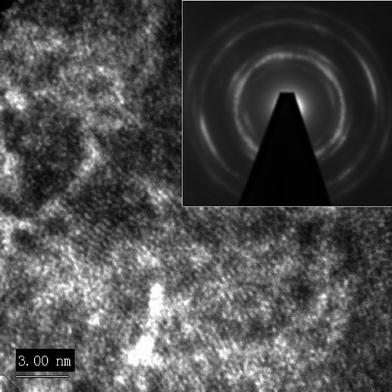 HRTEM image and SAED pattern (inset) of the mesoporous SrTiO3 NWs.