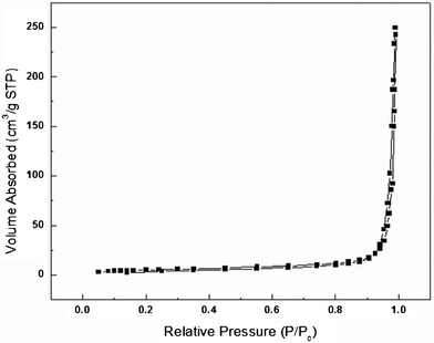 Typical nitrogen adsorption–desorption isotherm of the ZnO nanoplates.