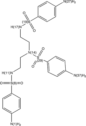 Compound 2 with labels to identify its “quasi-equivalent” units.