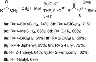 Synthesis of α-oxoketene dithioacetals 8a–k.