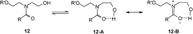 Intra-molecular hydrogen bonding in 12via a seven-member ring.