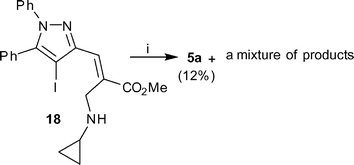 
          Reagents and conditions: (i) CuI (0.1 eq), l-proline (0.2 eq), Cs2CO3 (2.0 eq), DMSO, 140 °C, 24 h.