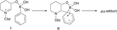 Plausible mechanism for the diastereoselective arylation of N-acyliminium ions.