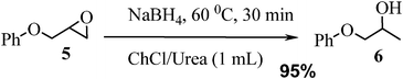 Reduction of epoxides in deep eutectic solvents.